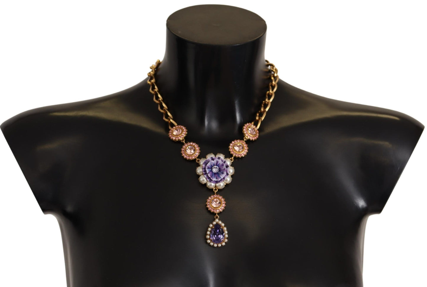 - Elegant Floral Crystal Statement Necklace