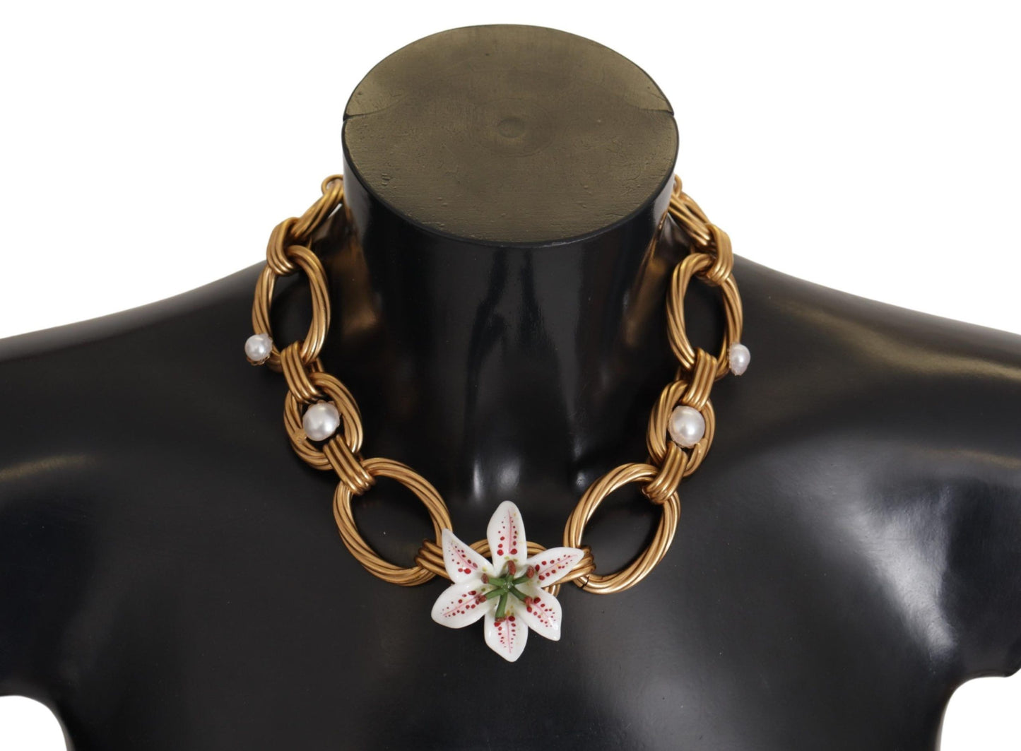 Dolce & Gabbana Elegant Gold Lily Flower Pendant Necklace