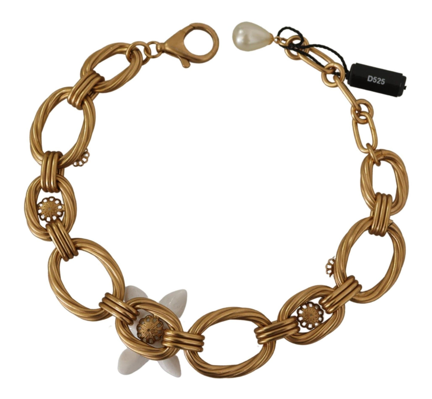 Dolce & Gabbana Elegant Gold Lily Flower Pendant Necklace