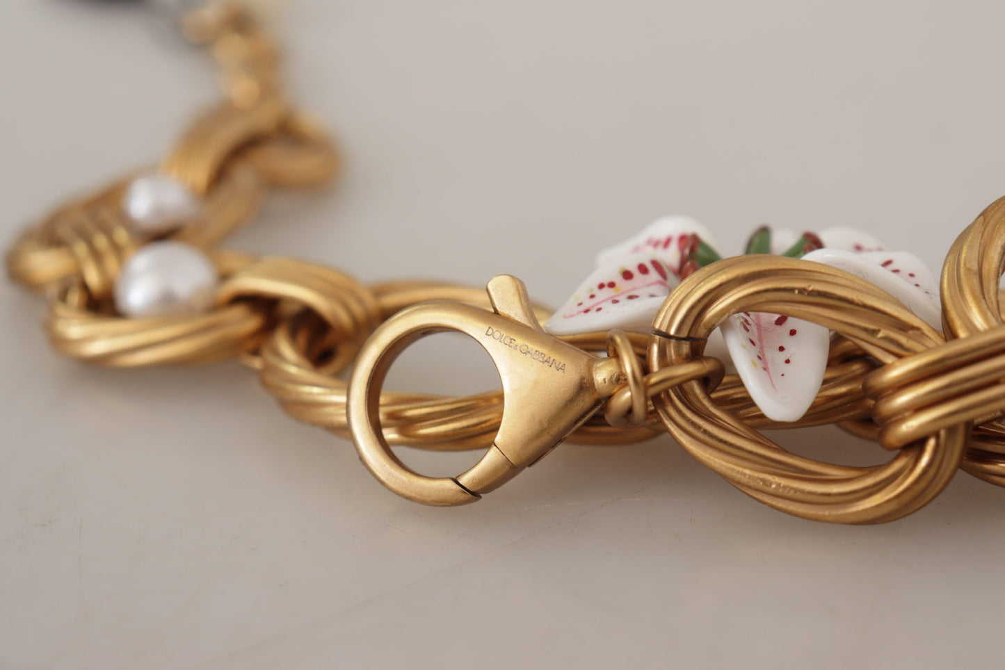 Dolce & Gabbana Elegant Gold Lily Flower Pendant Necklace