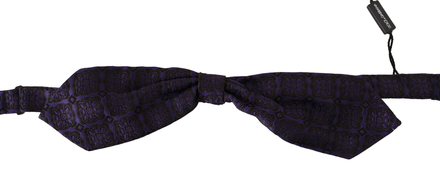 - Elegant Blue Geometric Silk Bow Tie