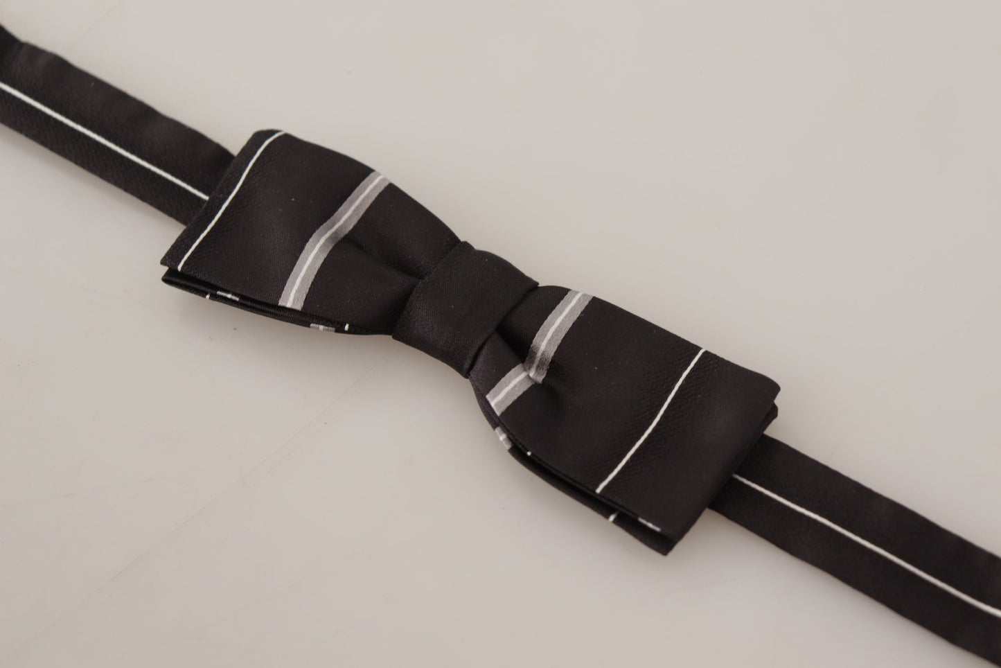 - Elegant Silk Bow Tie in Black and Grey