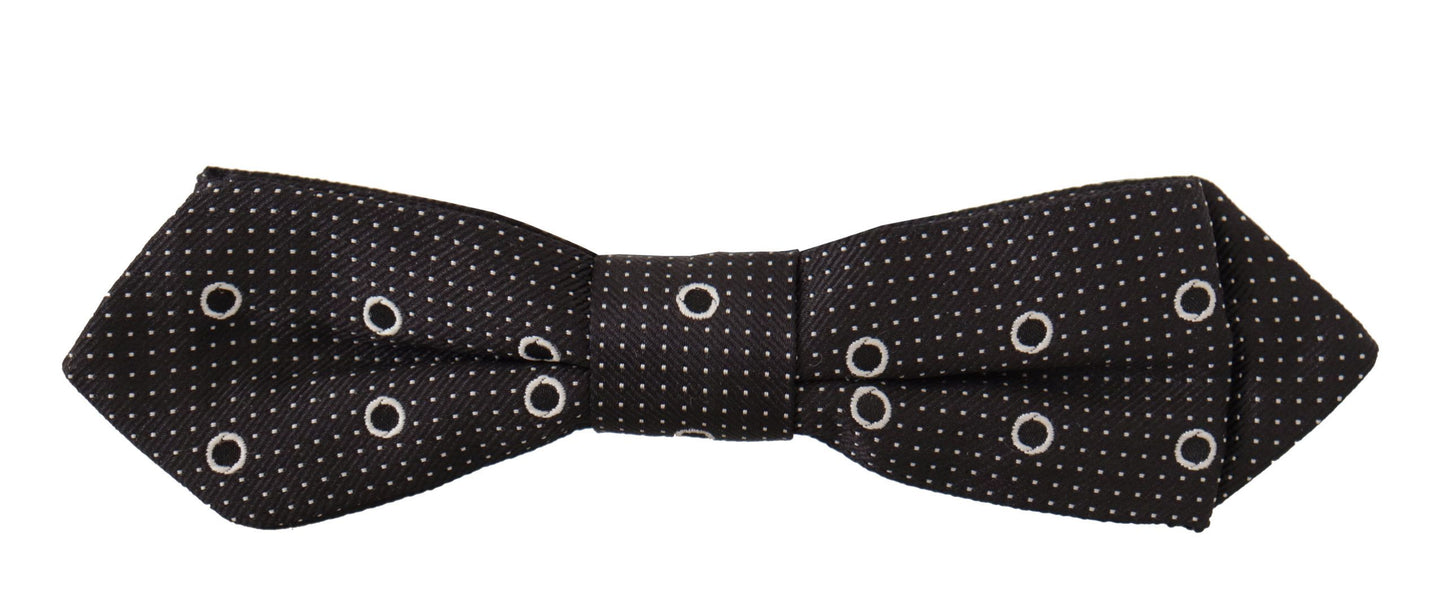 - Polka Dot Silk Bow Tie in Black and White