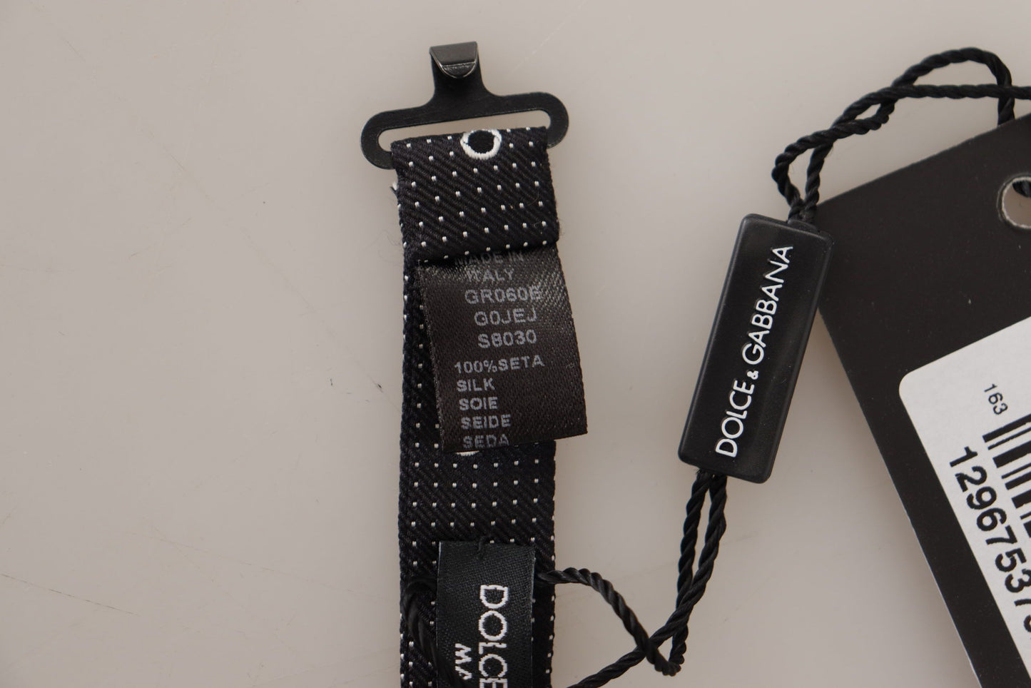 Dolce & Gabbana Black and White Polka Dot Silk Bow Tie