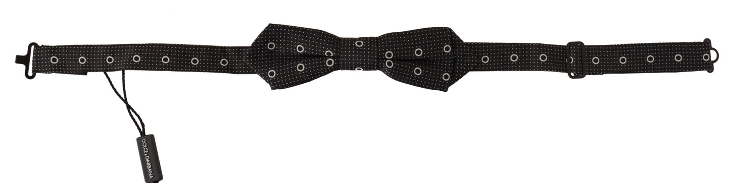 - Polka Dot Silk Bow Tie in Black and White