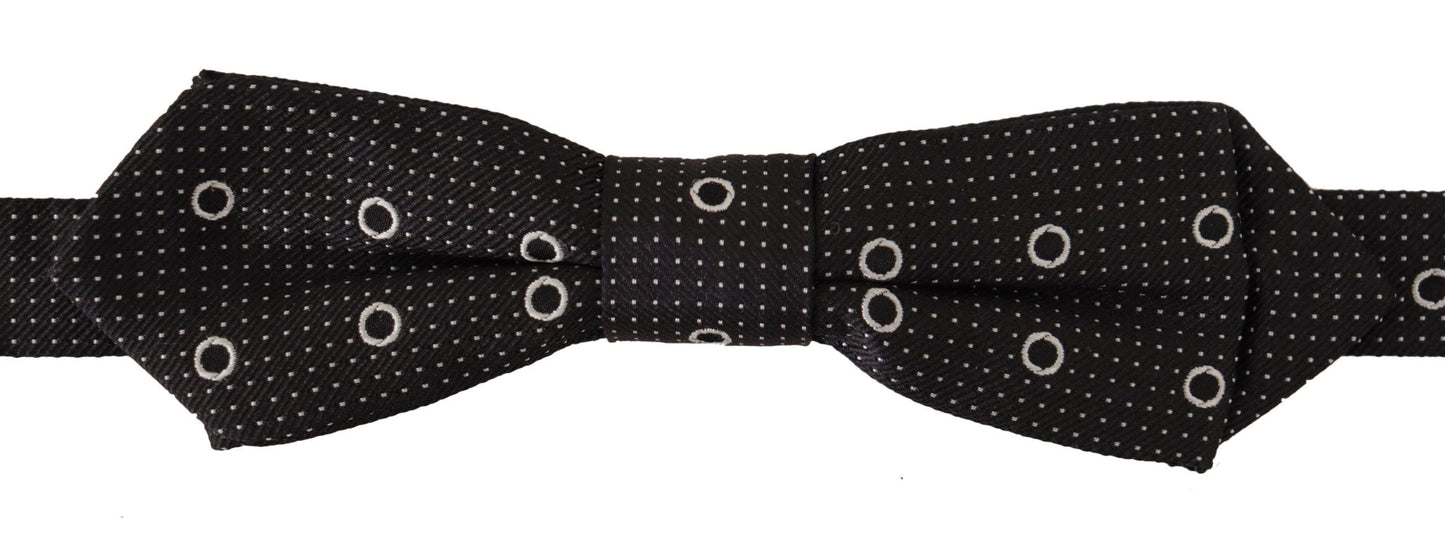 - Polka Dot Silk Bow Tie in Black and White