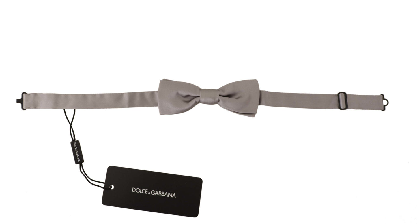 - Elegant Silver Silk Bow Tie for Sophisticated Evening