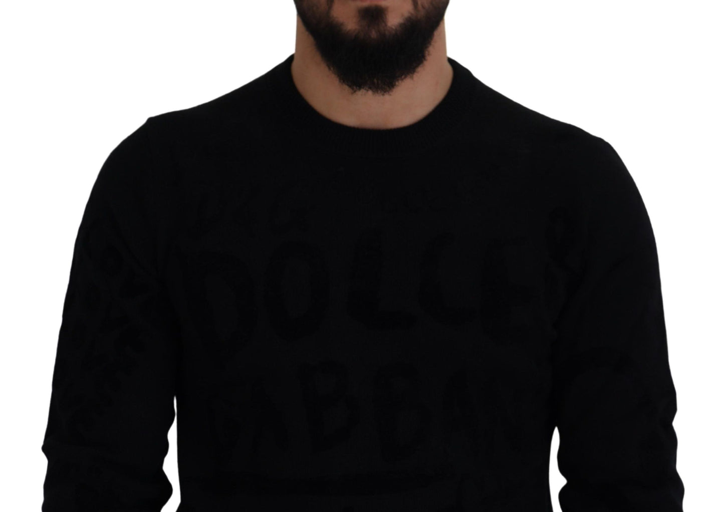 - Elegant Black Logo Wool Sweater
