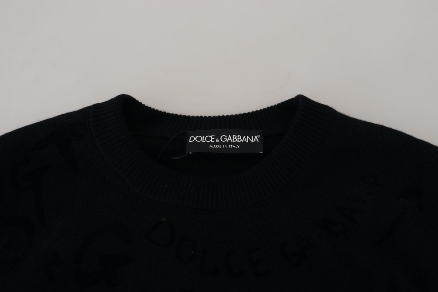 - Elegant Black Logo Wool Sweater
