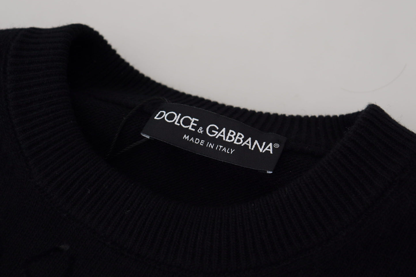 - Elegant Black Logo Wool Sweater