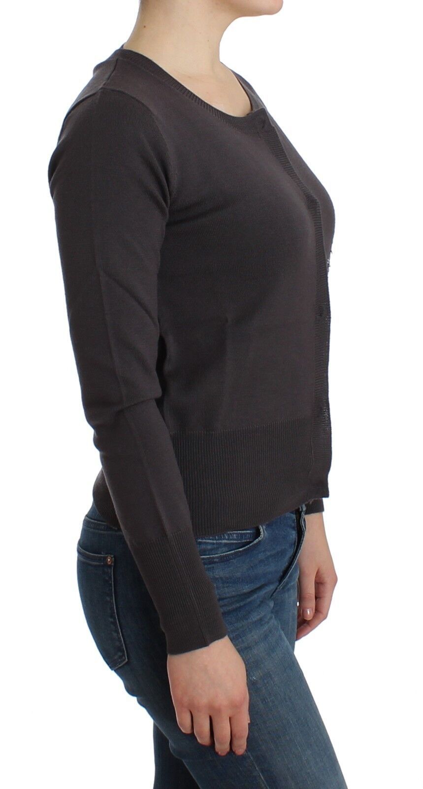 - Elegant Purple Sequined Wool Cardigan