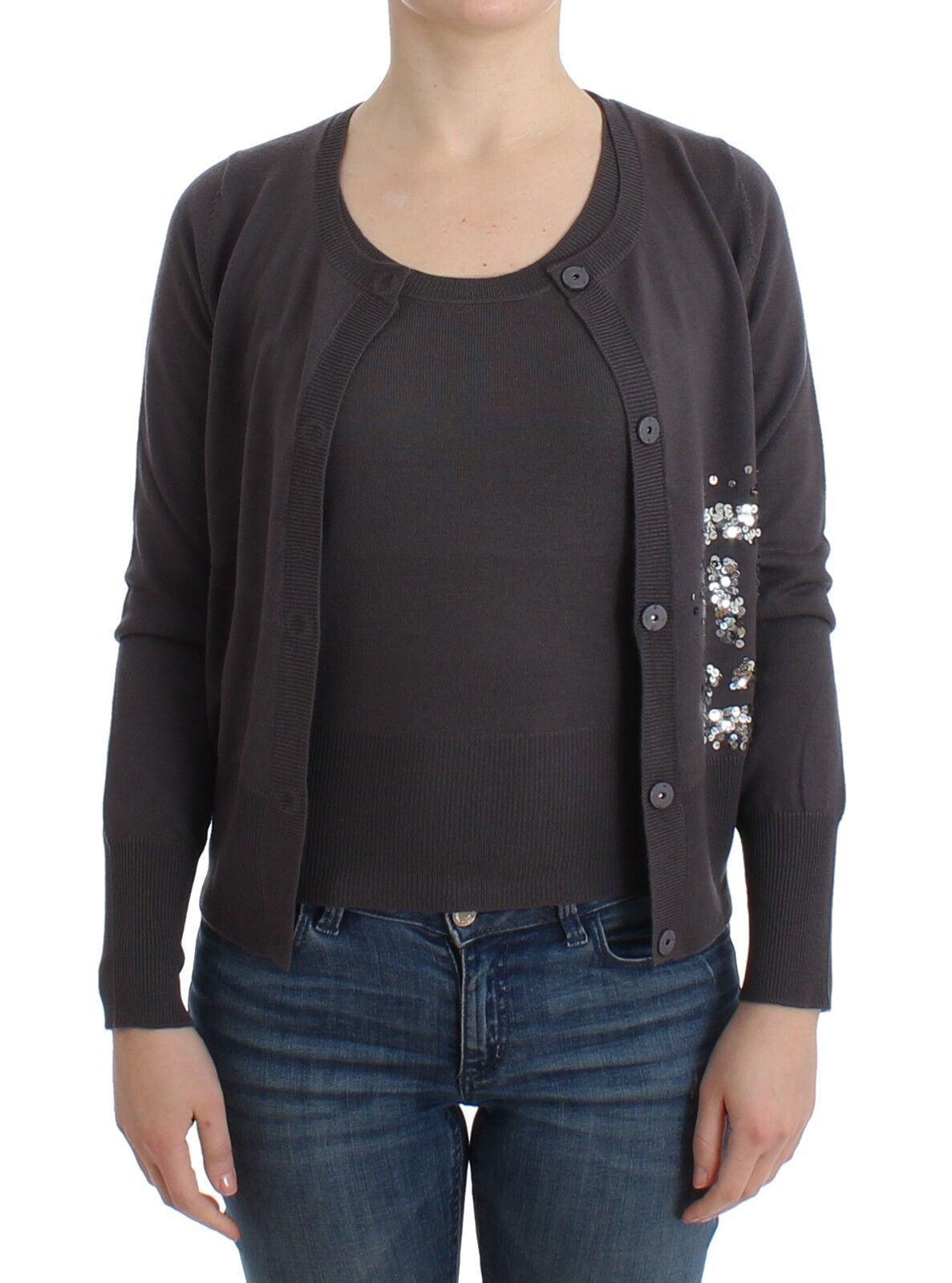 John Galliano Purple Sequined Wool Cardigan