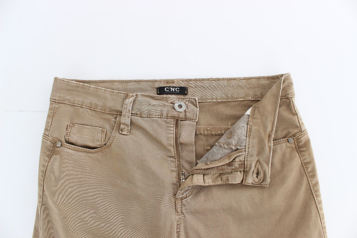 - Chic Beige Straight Leg Fashion Jeans