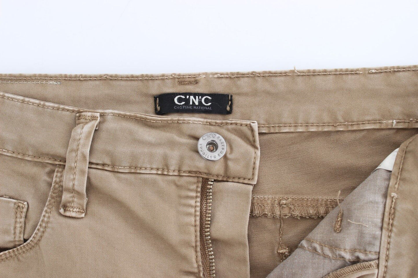 - Chic Beige Straight Leg Fashion Jeans