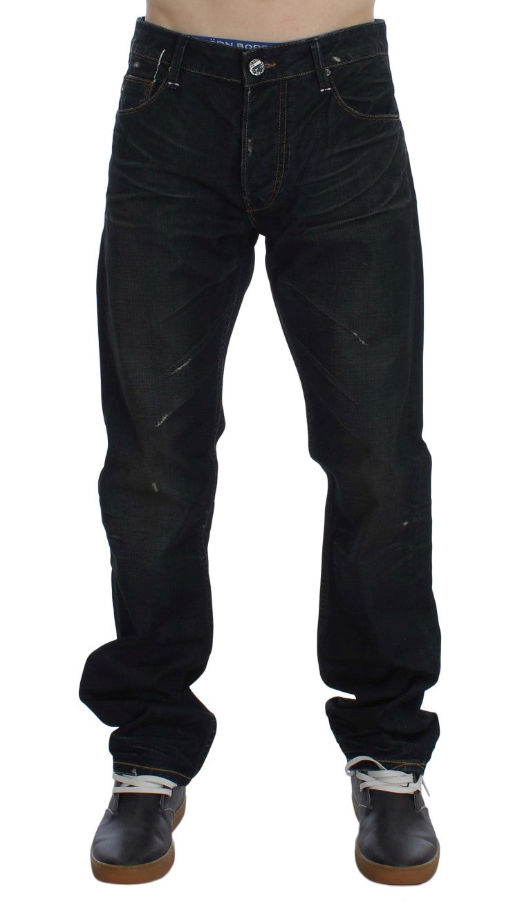 - Elegant Straight Fit Dark Blue Jeans