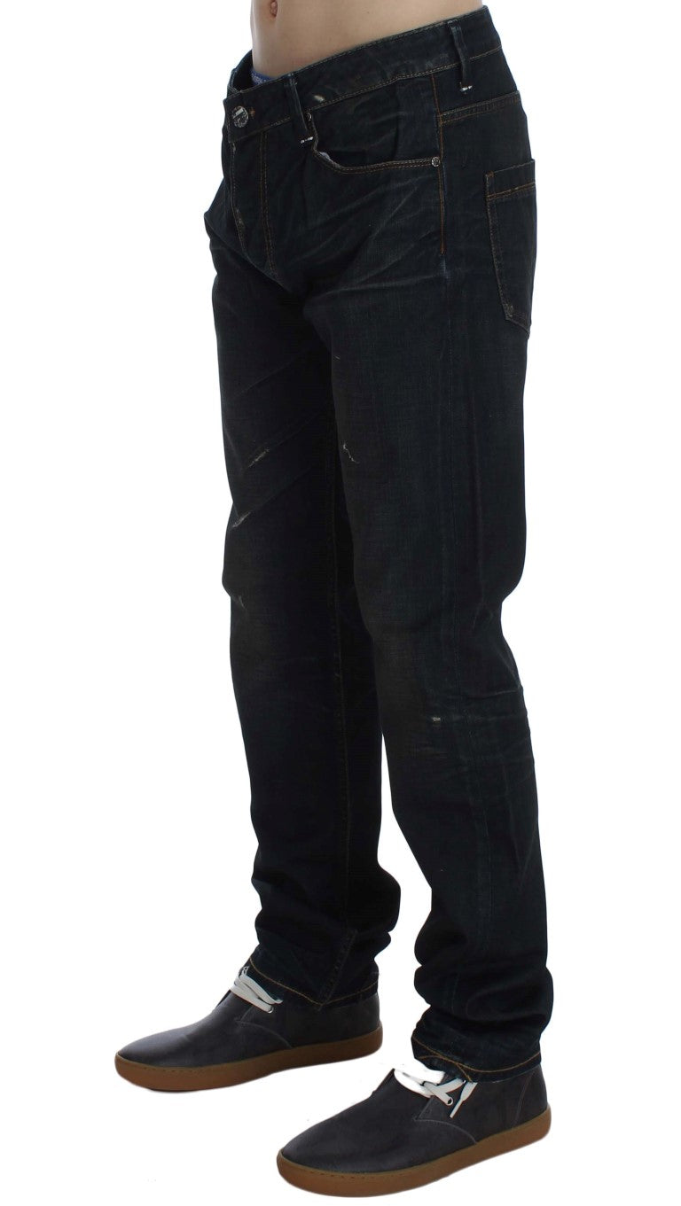 - Elegant Straight Fit Dark Blue Jeans