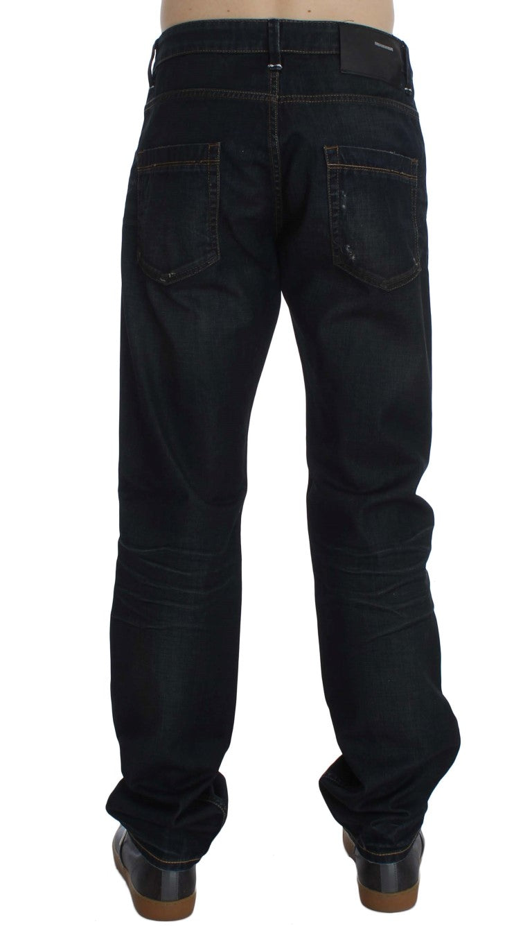 ACHT Elegant Straight Fit Dark Blue Jeans - Timeless Style Redefined