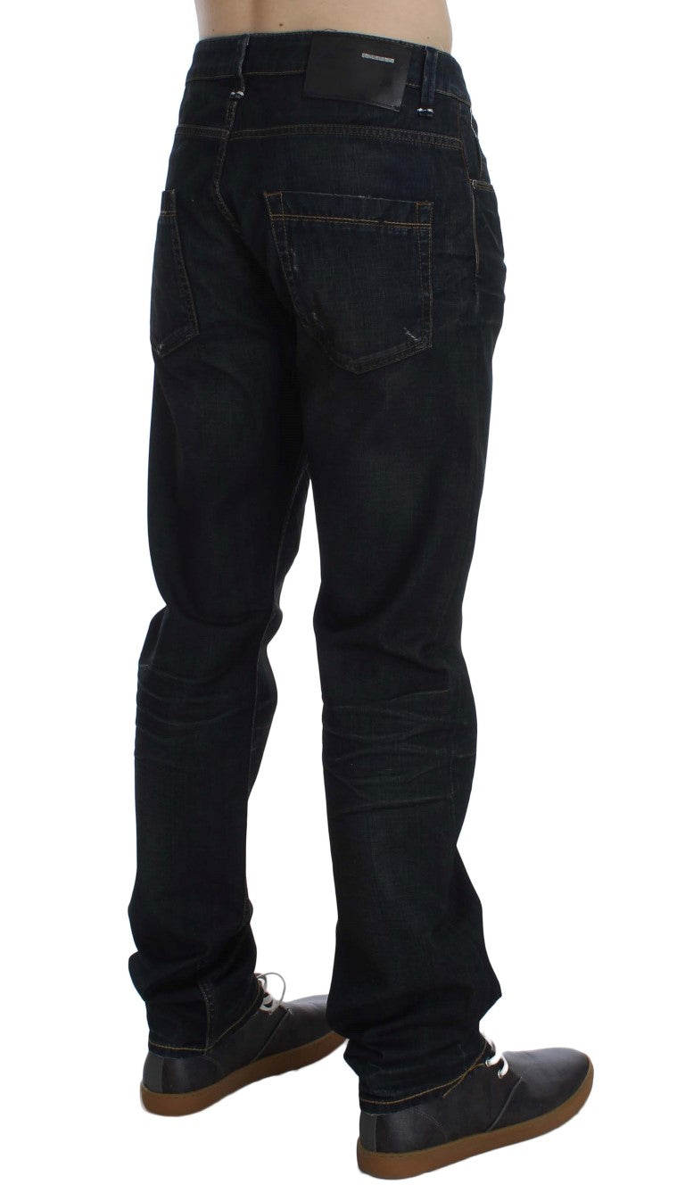- Elegant Straight Fit Dark Blue Jeans