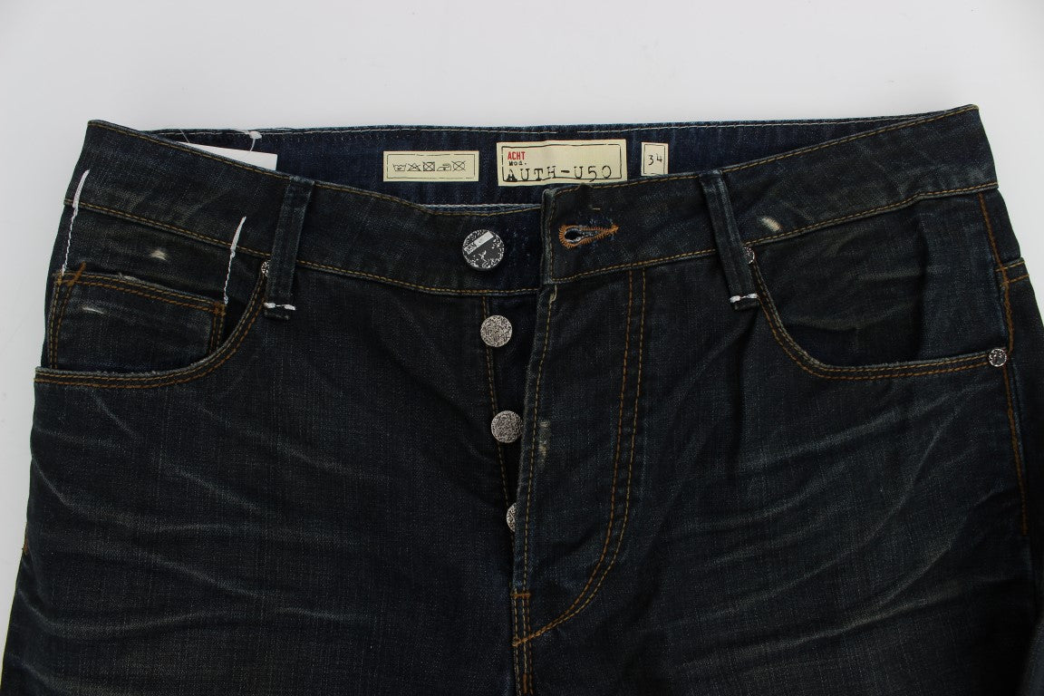 - Elegant Straight Fit Dark Blue Jeans