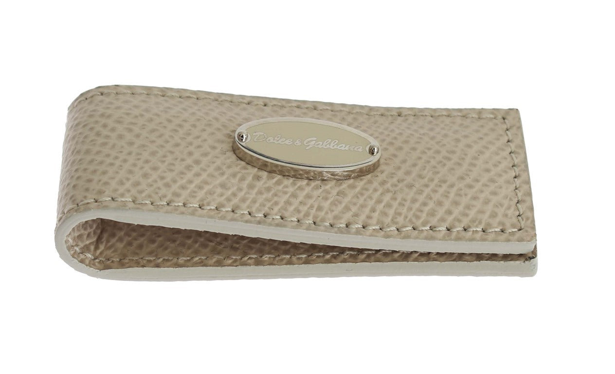 - Elegant Beige Leather Money Clip