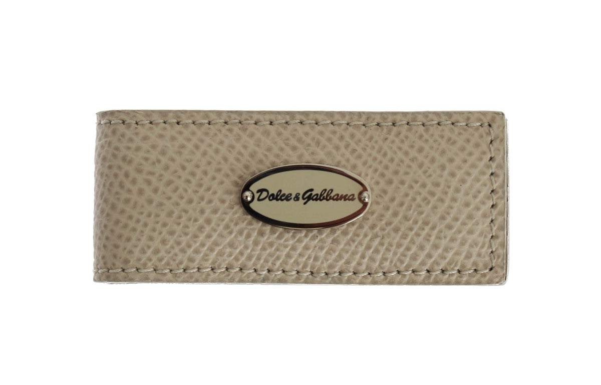 - Elegant Beige Leather Money Clip