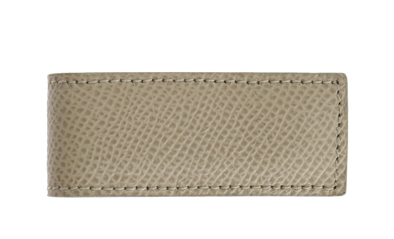 - Elegant Beige Leather Money Clip