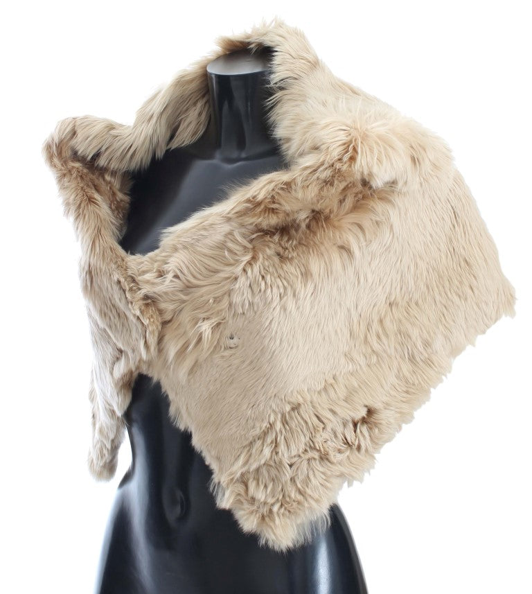 - Elegant Alpaca Fur Shoulder Wrap in Beige