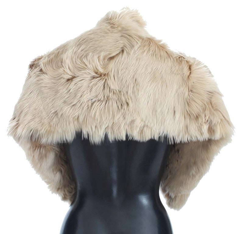 - Elegant Alpaca Fur Shoulder Wrap in Beige