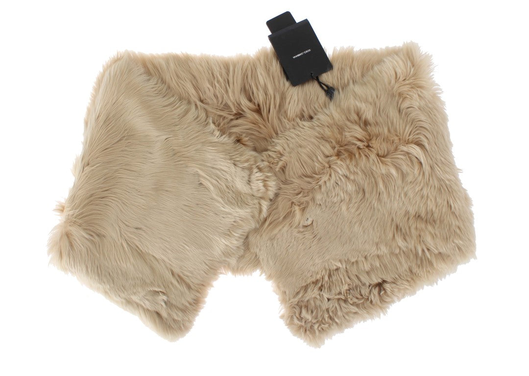 - Elegant Alpaca Fur Shoulder Wrap in Beige