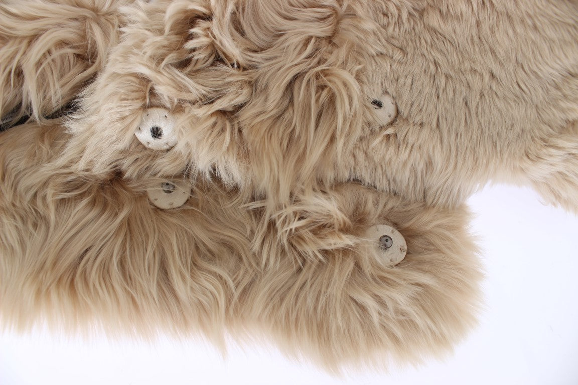 - Elegant Alpaca Fur Shoulder Wrap in Beige