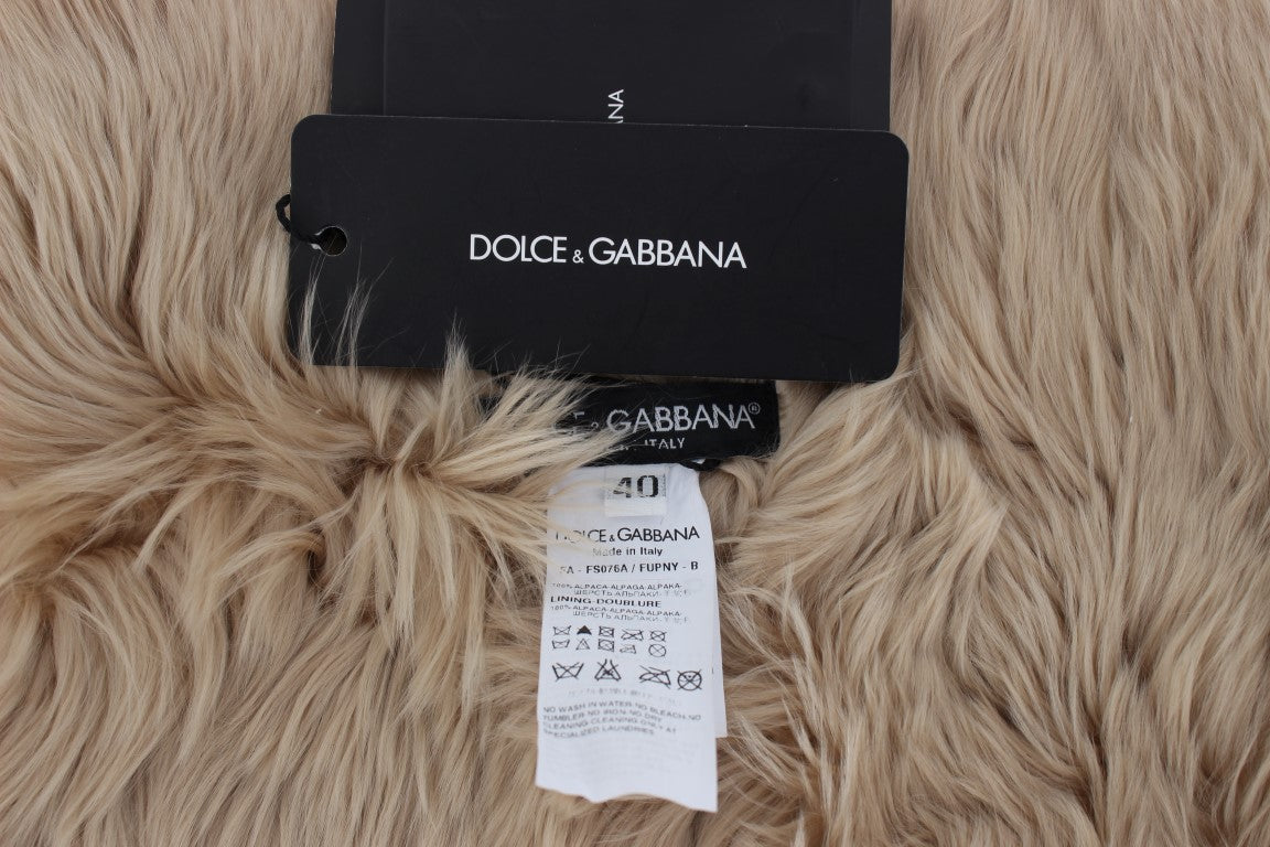 - Elegant Alpaca Fur Shoulder Wrap in Beige