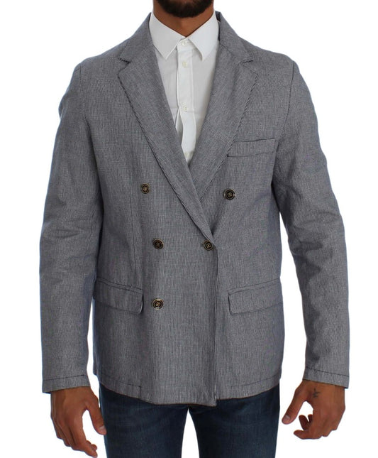 - Elegant Double-Breasted Blue Blazer