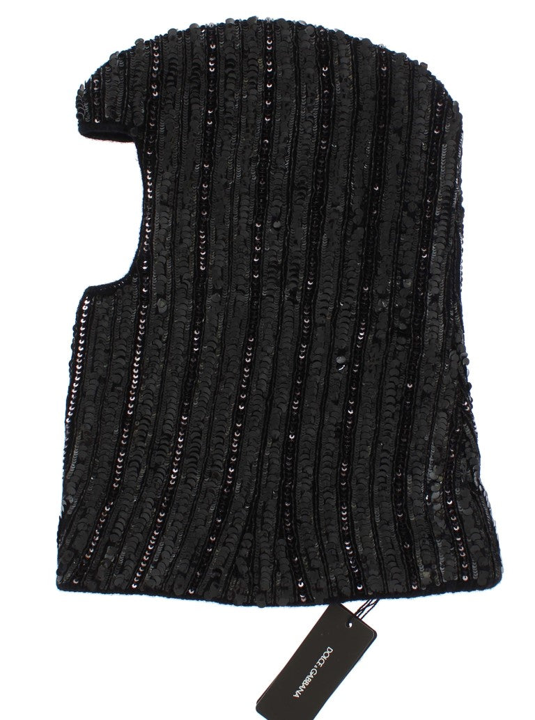 - Black Sequined Hooded Snood Scarf Wrap