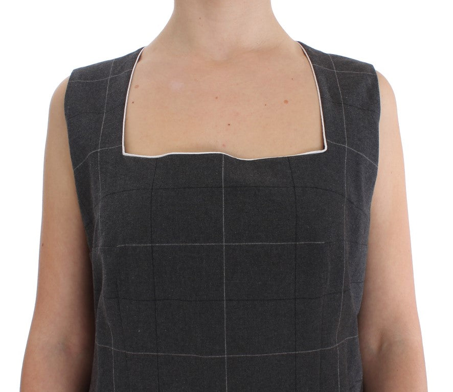 BENCIVENGA Elegant Gray Checkered Dress & Blazer Suit Set