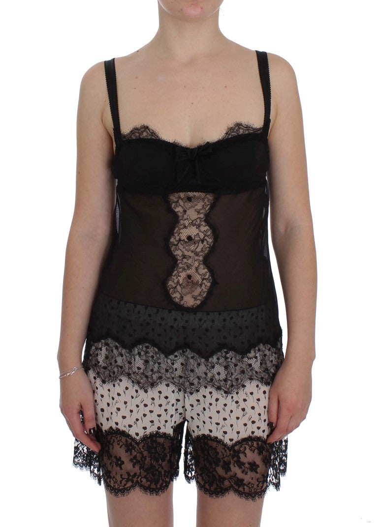 - Elegant Silk Floral Lace Babydoll Chemise