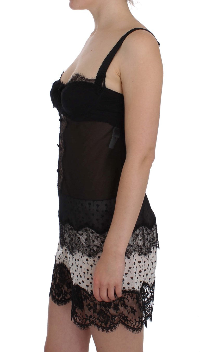 - Elegant Silk Floral Lace Babydoll Chemise
