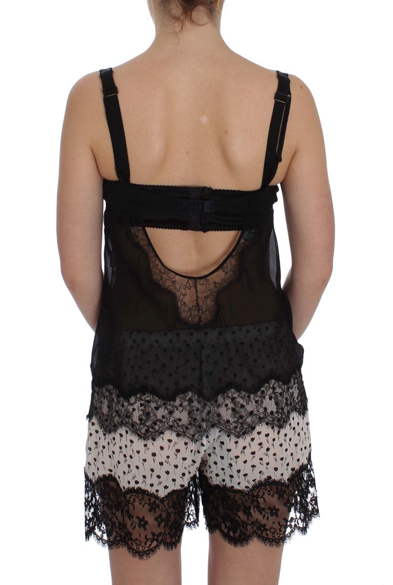 - Elegant Silk Floral Lace Babydoll Chemise
