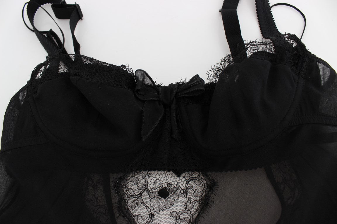 - Elegant Silk Floral Lace Babydoll Chemise