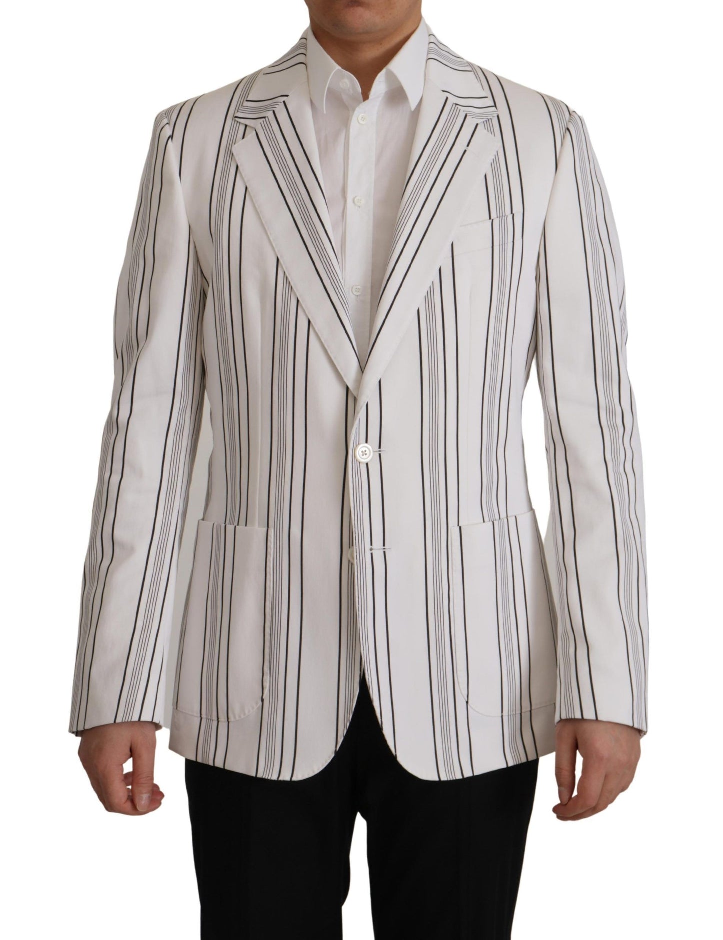 - Elegant Striped Cotton Blend Blazer