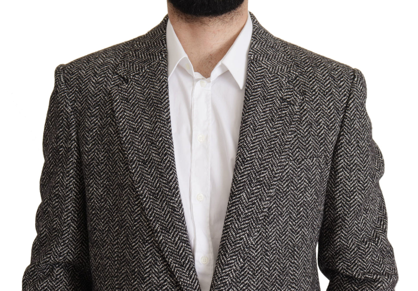- Exquisite Gray Herringbone Blazer Jacket
