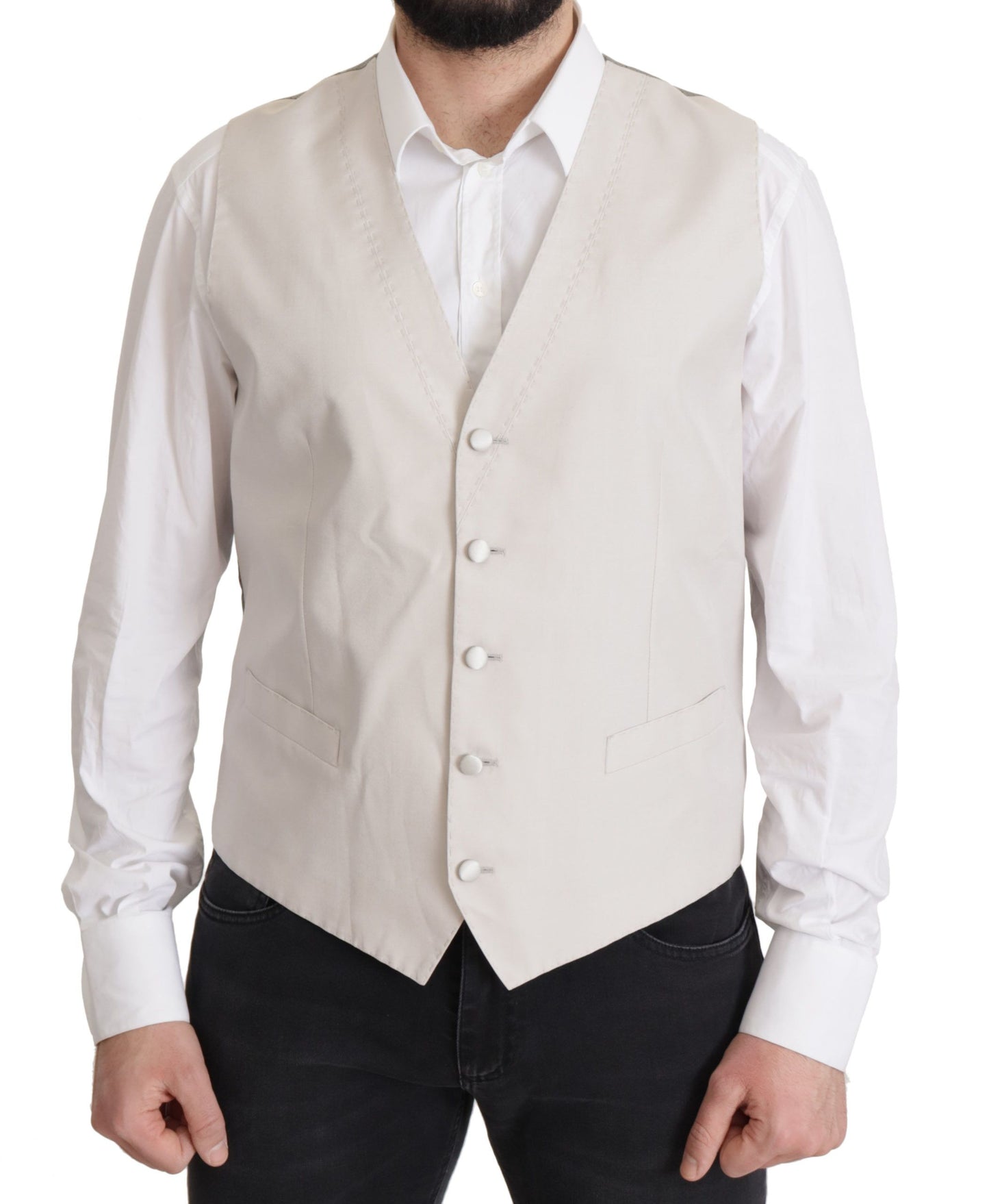 - Elegant Light Gray Silk Blend Suit Jacket Set