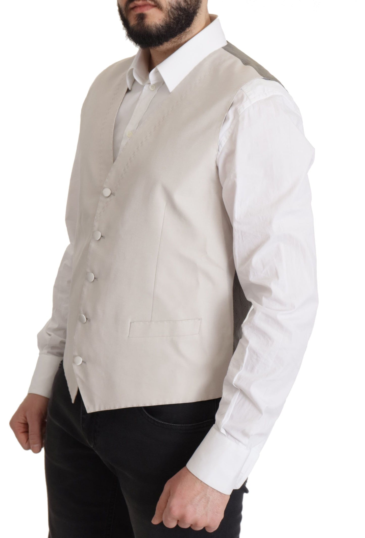 - Elegant Light Gray Silk Blend Suit Jacket Set