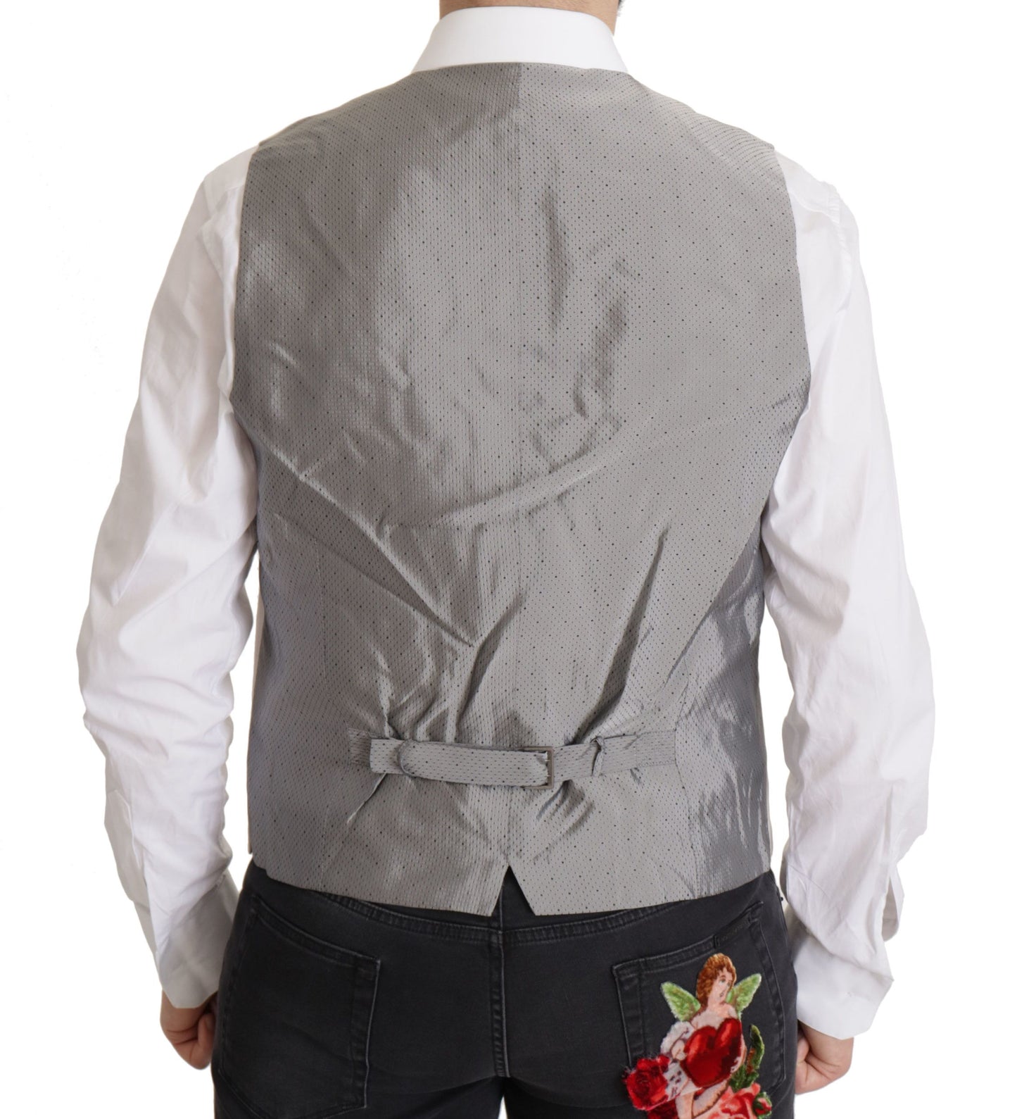 - Elegant Light Gray Silk Blend Suit Jacket Set