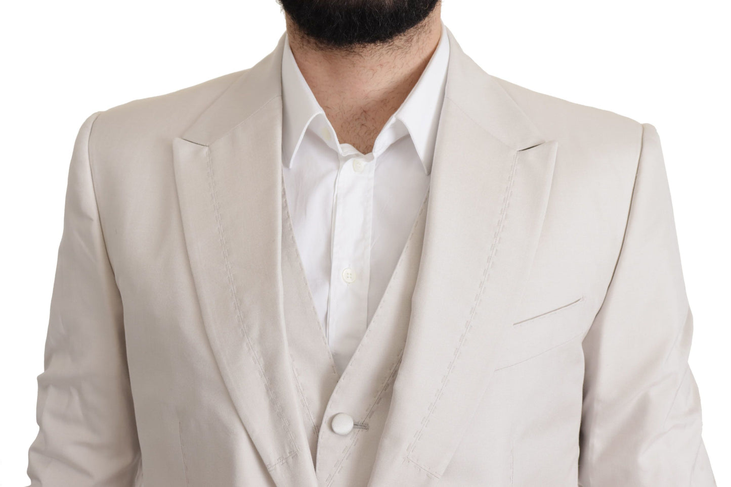 - Elegant Light Gray Silk Blend Suit Jacket Set