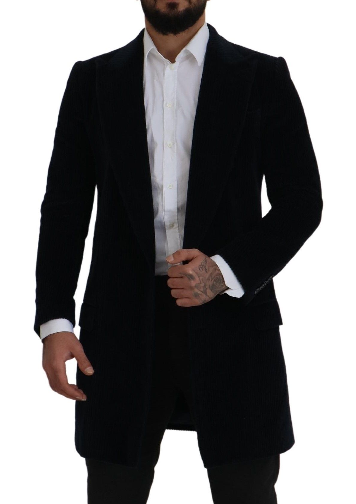- Elegant Black Cotton Long Cardigan Jacket