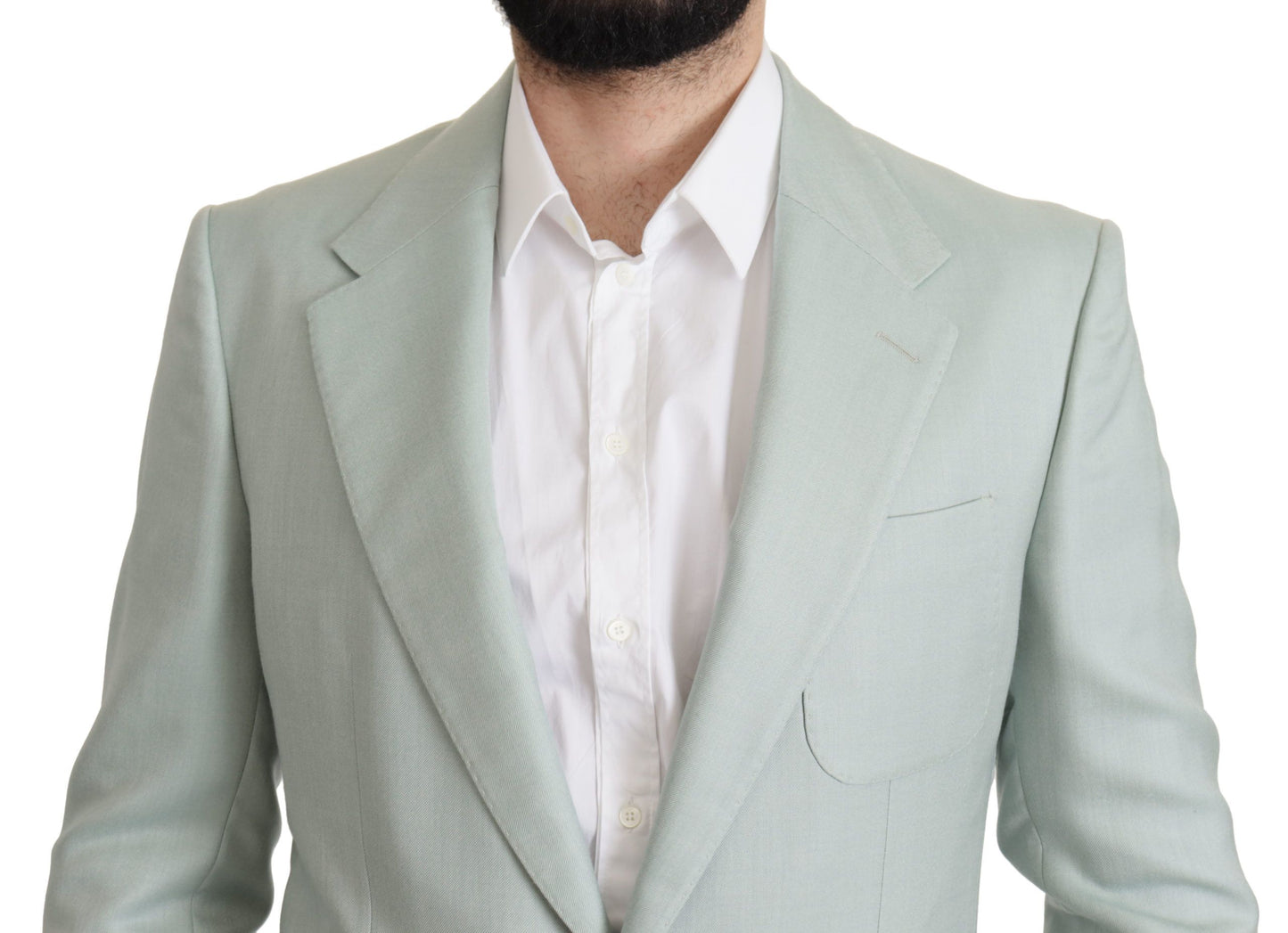 - Elegant Mint Green Silk-Cashmere Blazer