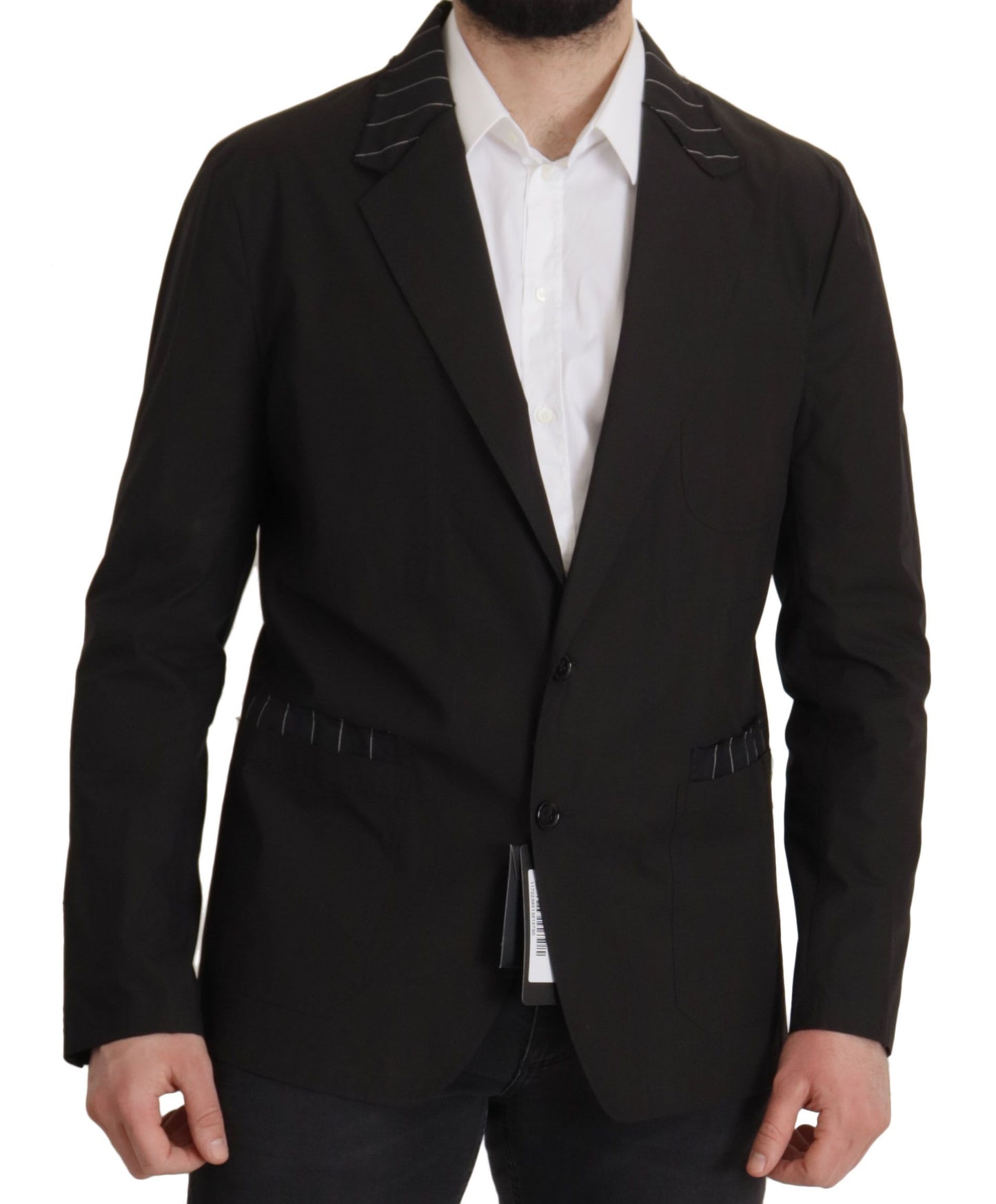 - Elegant Black Cotton-Wool Blend Blazer Jacket