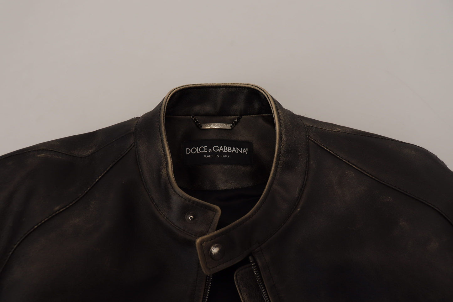 - Elegant Black Leather Jacket with Silver Details