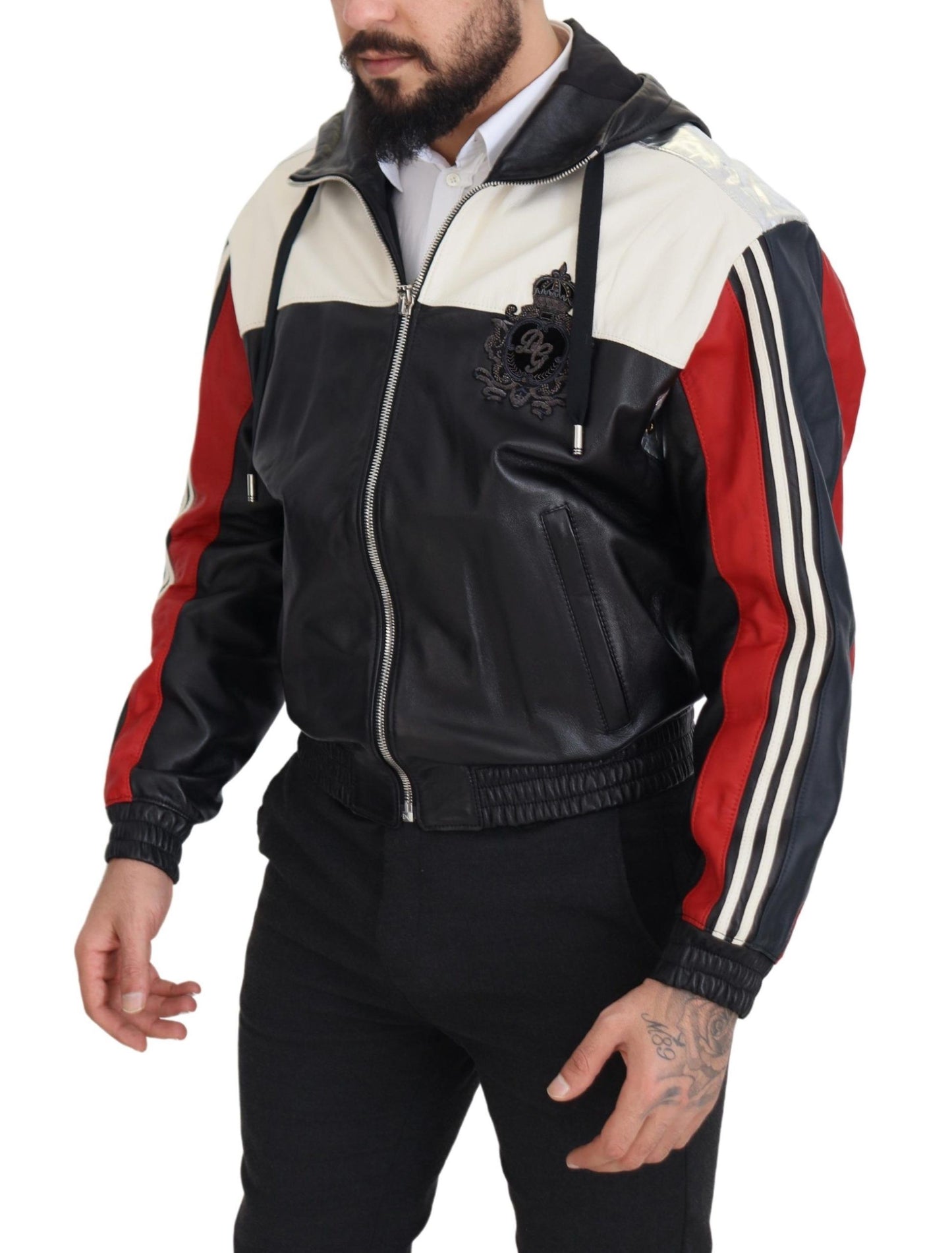 - Elite Black Leather Hooded Bomber Jacket