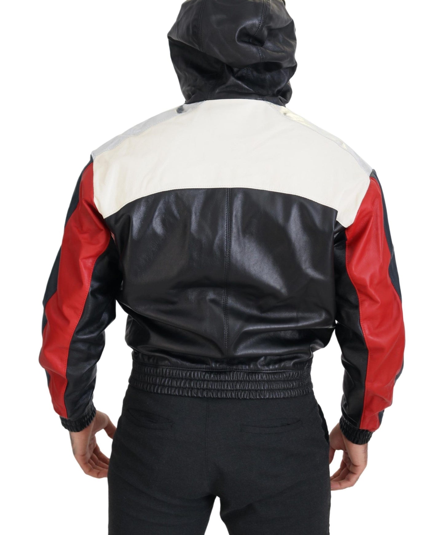 - Elite Black Leather Hooded Bomber Jacket
